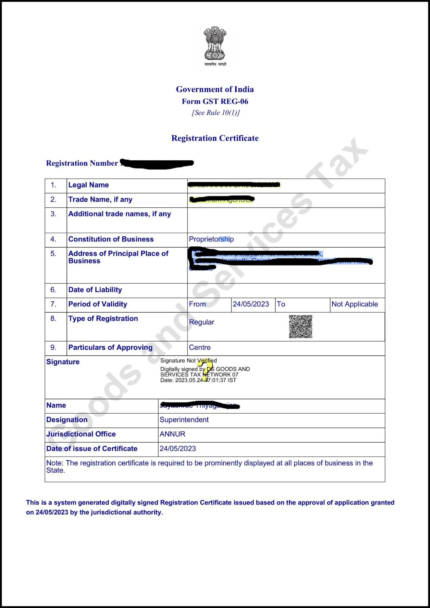 Download the GST registration Certificate
